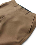 Vissla Canyons 25 Hybrid 18.5 Walkshort in Dark Khaki close up view highlighting the premium recycled stretch coconut fabric texture and internal mesh pocket lining, sold by Point Break Cambridge local family surf shop at 63 Duke street.