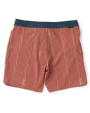 Vissla Roundup 17 Boys Boardshort in Retro Red back view showing the smooth rear paneling layout and secure pocket with premium seam stitching, sold by Point Break Cambridge local family surf shop at 63 Duke street.
