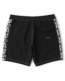 Vissla Sidewinder 17.5 Boardshort in Black back view showing the smooth rear paneling layout and heavy duty premium seam stitching, sold by Point Break Cambridge local family surf shop at 63 Duke street.