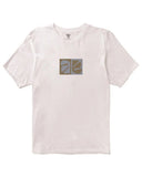 Vissla TEC Abundant Swell Vintage Short Sleeve Tee in White front view showing the comfortable ribbed crew neck and custom chest graphic print, sold by Point Break Cambridge local family surf shop at 63 Duke street.