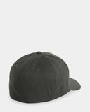 Volcom Full Stone Flexfit Hat in Scarab dark green back view showing the closed stretch fit rear panels and premium contrast brand name embroidery, sold by Point Break Cambridge local family surf shop at 63 Duke street.