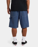 Volcom Mens Disturb Short 21 in Light Navy back view highlighting the relaxed 21-inch silhouette, durable nylon construction, functional rear patch pockets, embroidered Volcom Stone branding and distinctive Light Navy colourway, sold by Point Break Cambridge local family surf shop at 63 Duke Street.
