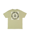 Light green t-shirt with a graphic design on the back against a white background. Volcom Round Out Youth SS Tee - Green Tee