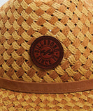 Close up view of the Billabong Straw hat logo