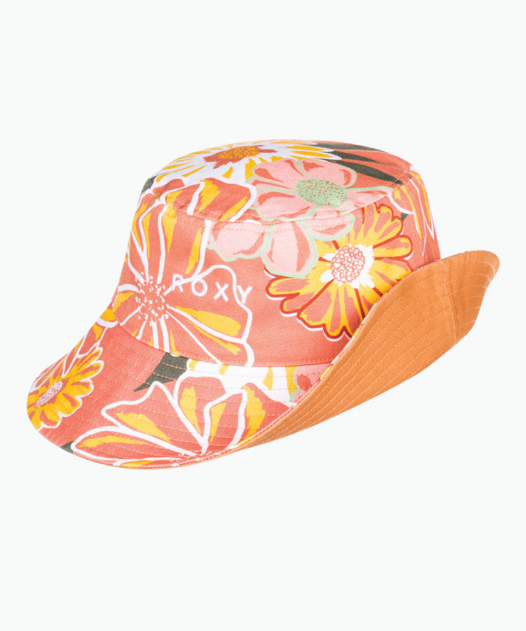 Roxy Womens Aloha Sunshine Reversible Bucket Hat -Toasted Nut Bloom Boogie