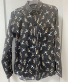 Mechmoto Cord Bird Print Shirt - Black