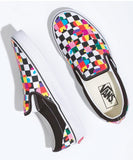 Vans Classic Slip-On Floral Checkerboard Shoes - Black / True White