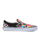Vans Classic Slip-On Floral Checkerboard Shoes - Black / True White