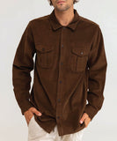 Rhythm Corduroy Long Sleeve Shirt - Chocolate