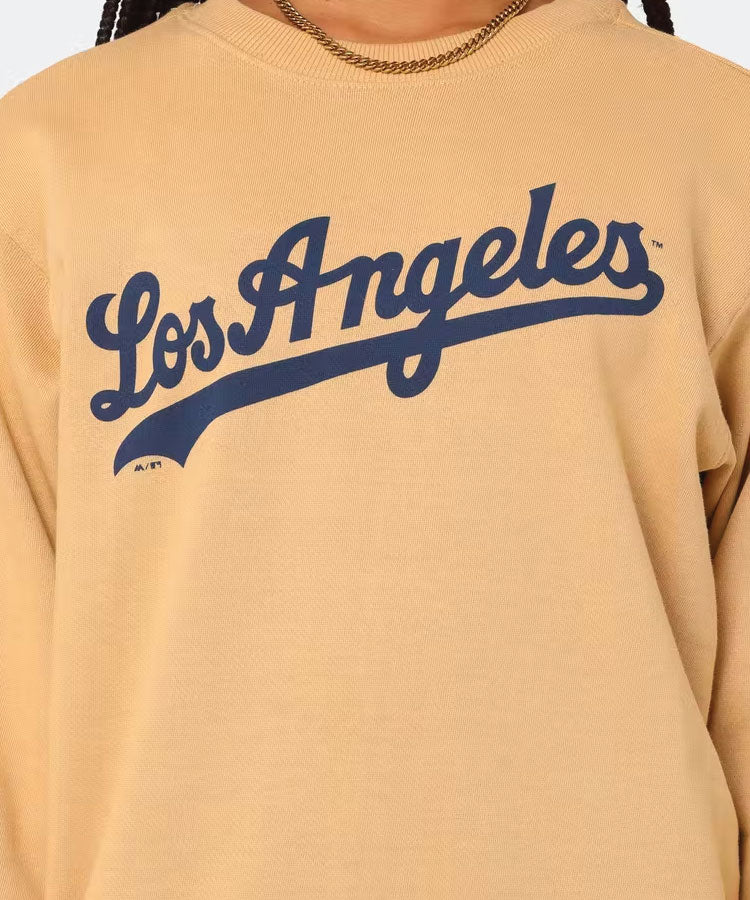 Majestic Women's Los Angeles Dodgers Heritage Crewneck - Tan