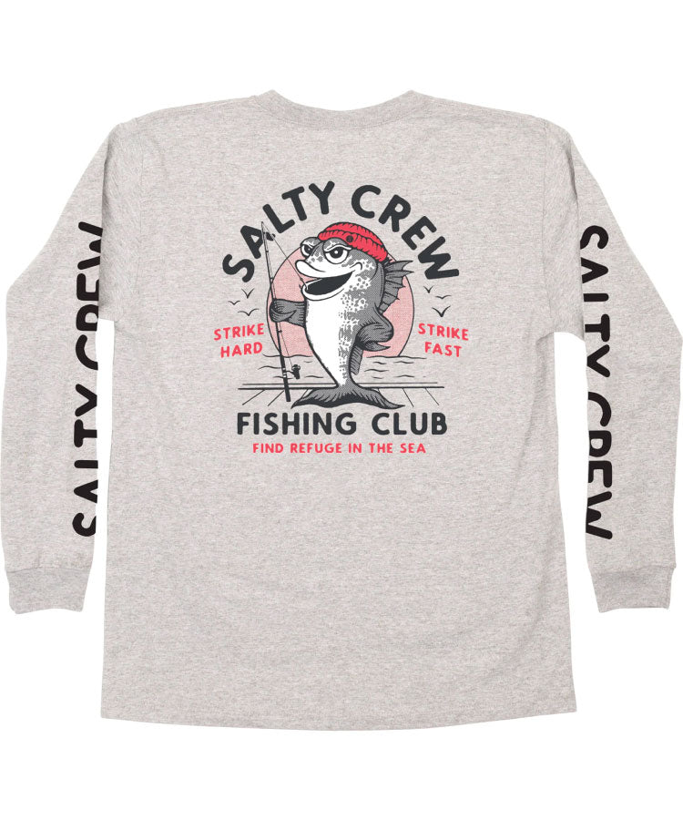 Salty Crew Fishing Club Boys L/S Boys Tee - Athletic Heather