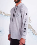 Salty Crew Tippet Pocket Hood Tech Tee - Athletic Heather