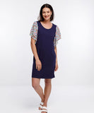 Home Lee Lola Dress - Evening Blue with Florals Summer Sleeves