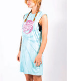 Santa Cruz Yin Yang Dot Muscle Tank Dress - Aqua Tie Dye
