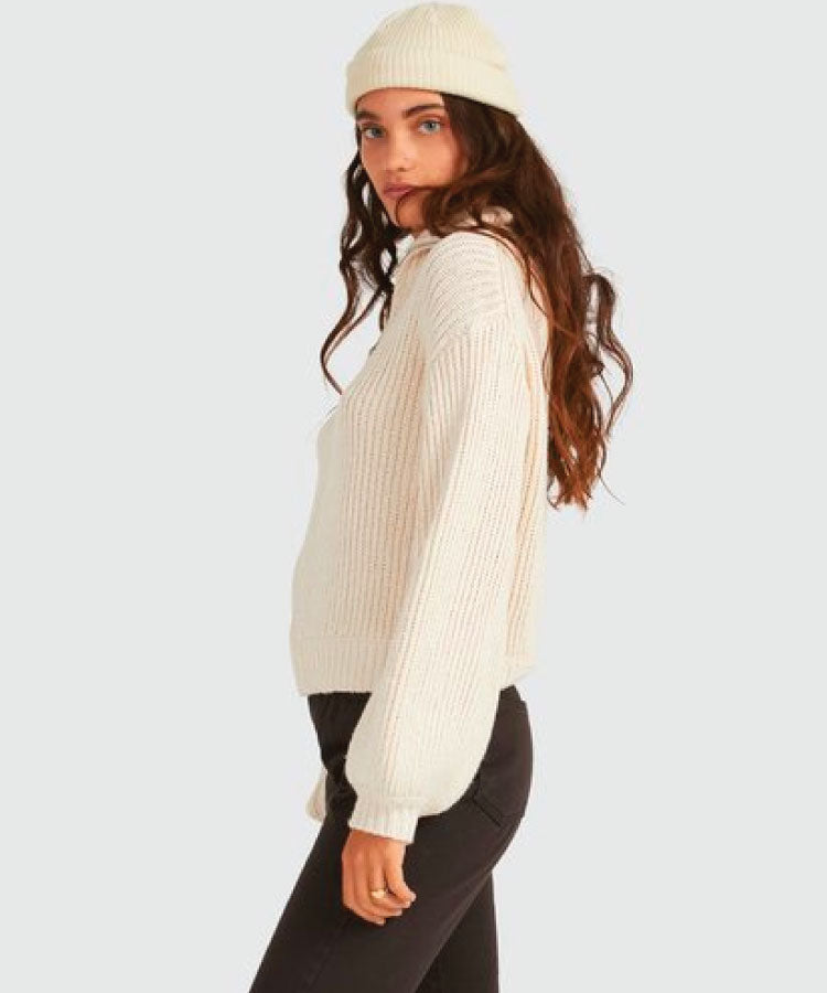 Billabong Zip Shore Women's Sweater - White Cap
