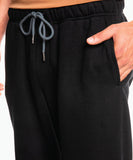 Close up of draw string and elastic waistband for mens quicksilver black track pants
