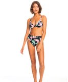 Roxy Womens Printed Beach Classics Mid Waist Bikini Bottoms - Anthricite PF