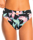 Roxy Womens Printed Beach Classics Mid Waist Bikini Bottoms - Anthricite PF