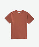 A baked clay colored vintage fit men's t-shirt with a wide neck and slightly wider body, displayed against a plain background.
