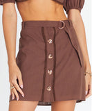 Heaven Garnet Button Up Mini Skirt - Chocolate