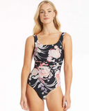 Sea Level Square Neck Scoop Back One Piece Martini - Black