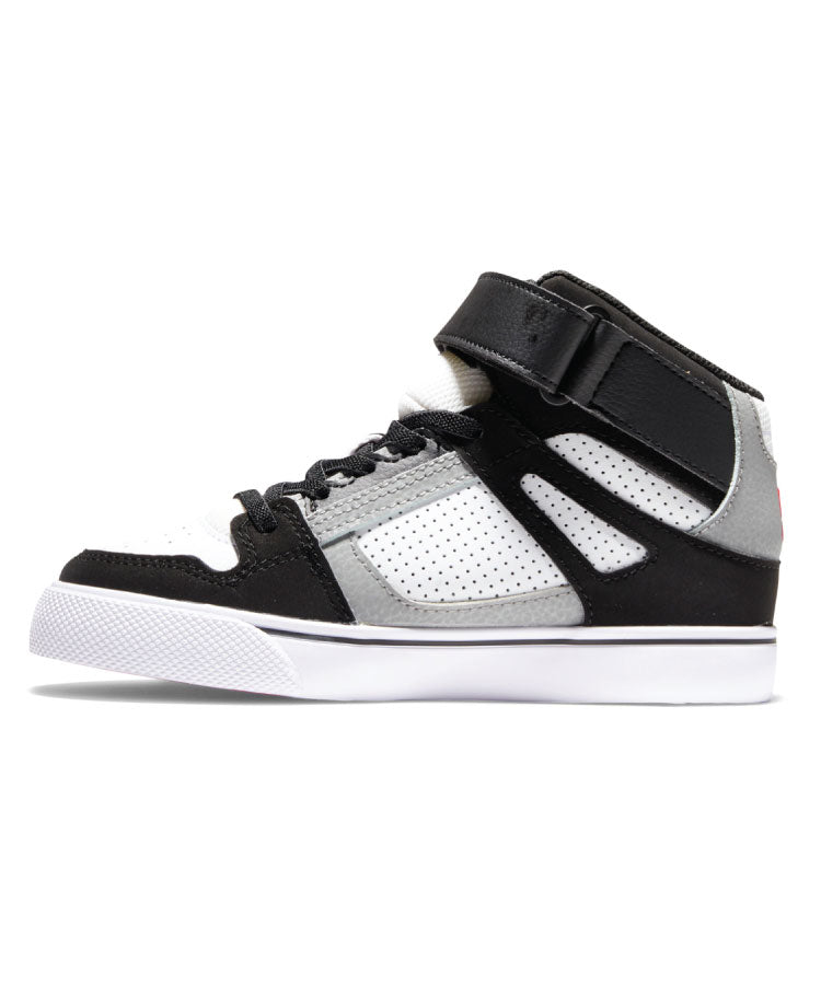 DC Youth Pure High Elastic Lace High Top Shoes - White / Black / Red