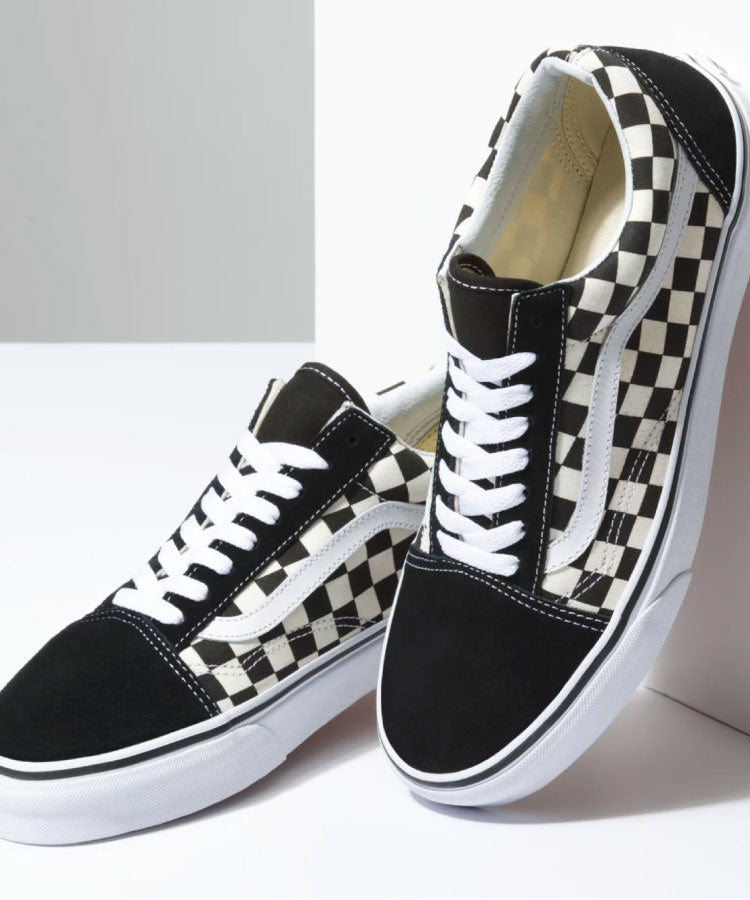 Vans Old Skool Primary Check Black / White Boys Shoes – Point