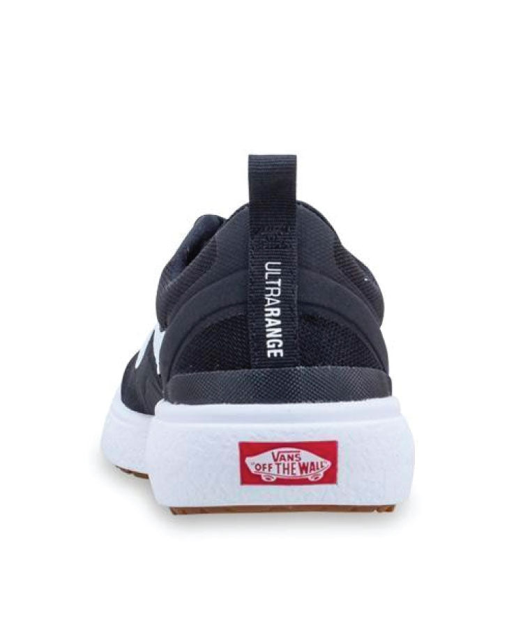 Vans Ultrarange Exo - Black heel showing vans logo and ultrarange tab