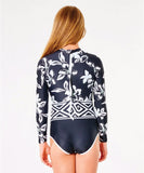 Rip Curl Girls Tiki Tide Long Sleeve Surfsuit - Whit/Black