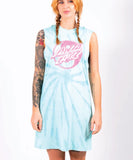 Santa Cruz Yin Yang Dot Muscle Tank Dress - Aqua Tie Dye