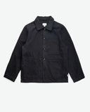 Front view of the Rhythm Classic Chore Coat in Vintage Black showing the button-down front and utility chest pockets.