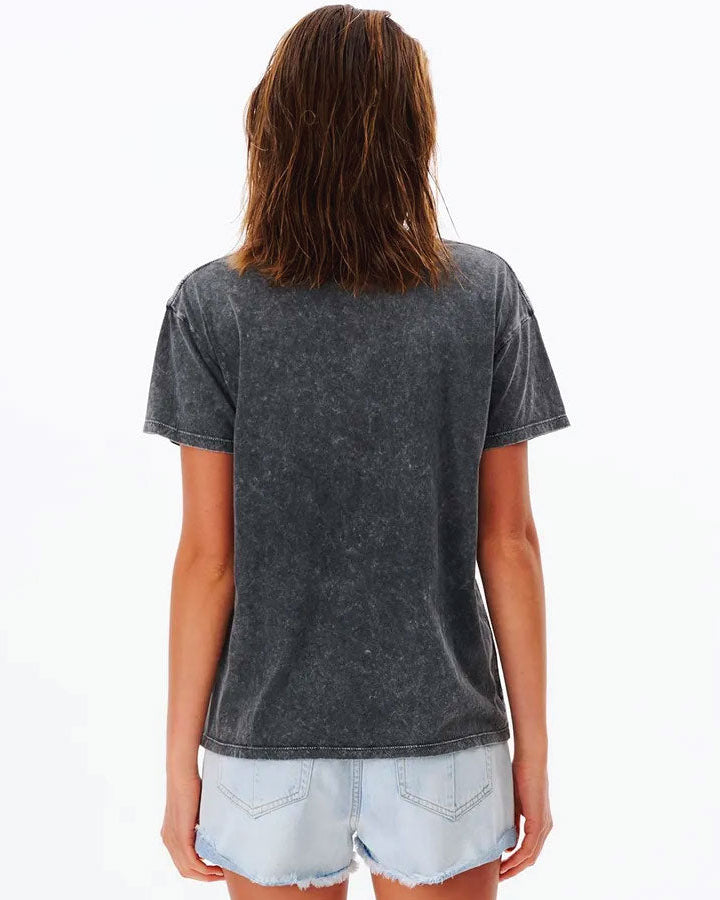 Back view of the ladies Rip Curl Plains oversized tee displaying the dropped shoulders and roomy streetwear drape.