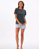 Front view of the Rip Curl Plains oversized women's t-shirt in vintage black showing the relaxed fit.