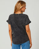 Back view of the Rip Curl Plains t-shirt displaying the relaxed shoulder lines and curved hem.
