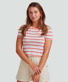 Roxy Womens Shore Break T-Shirt- Multico Stripe Pink Lavender