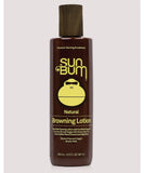 Sun Bum Browning Lotion 250ML showing the front branding on the brown squeeze bottle, sold by Point Break Cambridge local family surf shop at 63 Duke street.