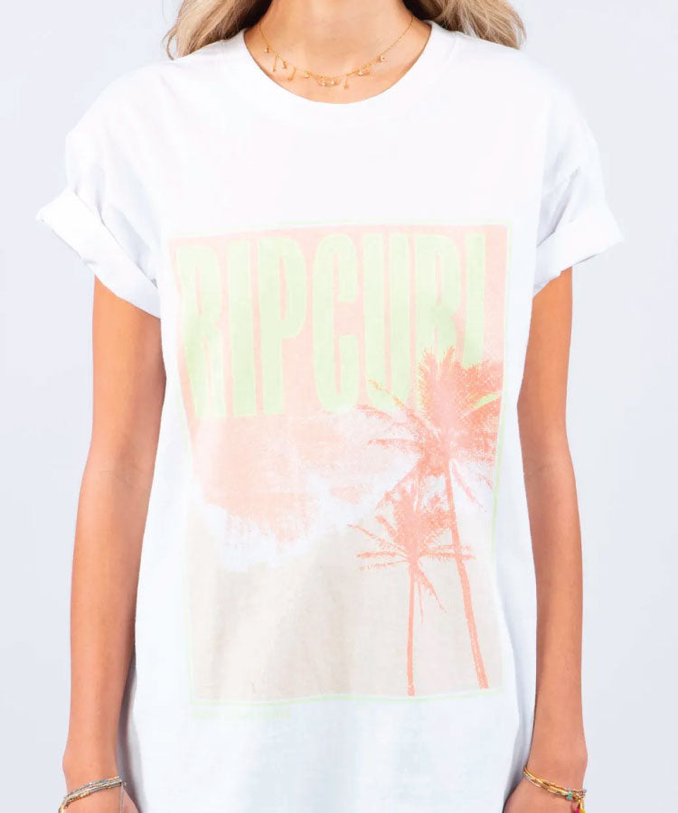Rip Curl Twin Fin Oversized Poster Tee - White