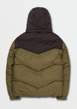 Back view of the men's Volcom Goldsmooth jacket displaying the clean straight hemline and comfortable active fit.