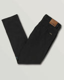 Close-up detail of the back pocket showing the signature Volcom Stone embroidery and V-stitch layout.
